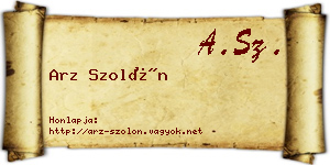Arz Szolón névjegykártya